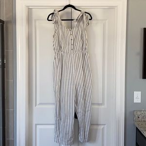 Olive and white striped jumpsuit